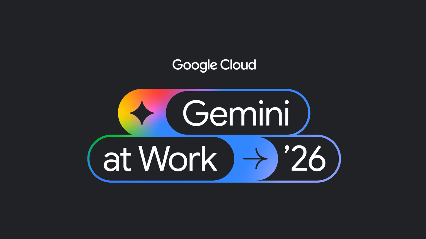 Dos rectángulos redondeados con el texto "Gemini at Work '26" en fuente blanca sobre un fondo negro.